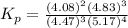 K_{p} = \frac{(4.08)^{2}(4.83)^{3}  }{(4.47)^{3}(5.17)^{4}  }