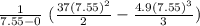 \frac{1}{7.55-0}\ (\frac{37(7.55)^2}{2} - \frac {4.9(7.55)^3}{3})