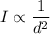 I \propto \dfrac{1}{d^2}