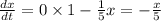 \frac{dx}{dt}=0\times 1-\frac{1}{5} x=-\frac{x}{5}