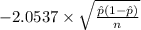 -2.0537 \times {\sqrt{\frac{\hat p(1-\hat p)}{n} } }