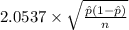 2.0537 \times {\sqrt{\frac{\hat p(1-\hat p)}{n} } }