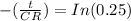 -(\frac{t}{CR} )  = In(0.25)