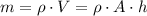 m= \rho \cdot V= \rho \cdot A \cdot h