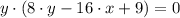 y \cdot (8\cdot y -16\cdot x + 9) = 0