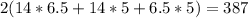 2(14*6.5+14*5+6.5*5) = 387