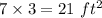 7\times3 =21\ ft^2