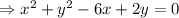 \Rightarrow x^2+y^2-6x+2y=0