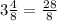 3 \frac{4}{8}=\frac{28}{8}