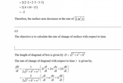 The length ℓ, width w, and height h of a box change with time. At a certain instant the dimensions a