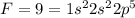 F=9=1s^22s^22p^5