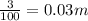 \frac{3}{100}=0.03 m