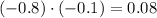 (-0.8)\cdot (-0.1)=0.08