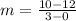 m=\frac{10-12}{3-0}