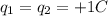 q_1=q_2=+1C