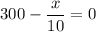 300-\dfrac{x}{10}=0