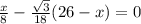 \frac{x}{8} - \frac{\sqrt{3} }{18} (26 - x) = 0