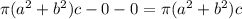 \pi(a^2+b^2)c-0-0=\pi(a^2+b^2)c