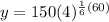 y=150(4)^{\frac{1}{6}(60)}