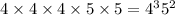 4\times4\times4\times5\times5=4^{3}5^{2}