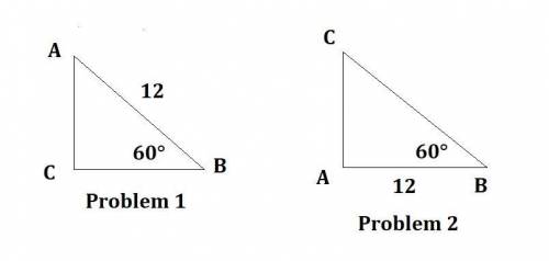 In the right triangle shown, \angle B = 60^\circ∠B=60  ∘ angle, B, equals, 60, degrees and AB = 12AB