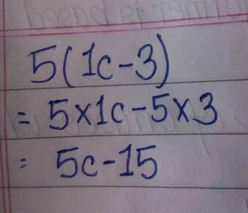 I really need help with this math question!! What is 5(1c-3)