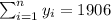 \sum_{i=1}^n y_i =1906