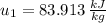 u_{1} = 83.913\,\frac{kJ}{kg}