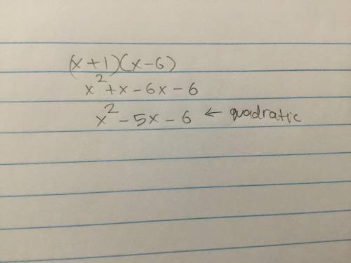 Your answer should be a polynomial in standard form (x+1)(x−6)