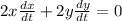 2x\frac{dx}{dt}+2y\frac{dy}{dt}=0