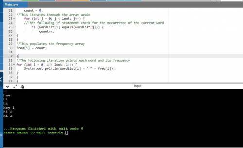 7.14 LAB: Word frequencies Write a program that reads a list of words. Then, the program outputs tho