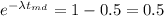 e^{-\lambda t_{md}}=1-0.5=0.5