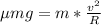 \mu mg=m*\frac{v^{2}}{R}