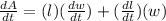\frac{dA}{dt}=(l)(\frac{dw}{dt})+(\frac{dl}{dt})(w)