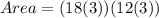 Area = (18(3))(12(3))