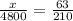 \frac{x}{4800}=\frac{63}{210}