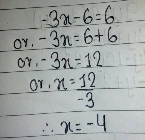 Try it solve the equation -3x - 6 = 6