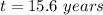 t=15.6\ years