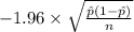 -1.96 \times {\sqrt{\frac{\hat p(1-\hat p)}{n} } }