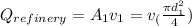 Q_{refinery}=A_1v_1=v_(\frac{\pi d^2_1}{4})