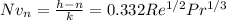 Nv_{n} =\frac{h-n}{k} =0.332Re^{1/2} Pr^{1/3}