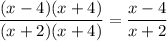 \dfrac{(x-4)(x+4)}{(x+2)(x+4)}=\dfrac{x-4}{x+2}