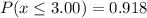 P(x \leq 3.00) = 0.918