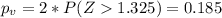 p_v =2*P(Z1.325)= 0.185