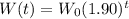 W(t)=W_0(1.90)^t