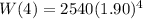 W(4)=2540(1.90)^4