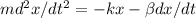 md^2x/dt^2 = -kx-\beta dx/dt