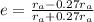 e=\frac{r_{a}-0.27 r_{a}}{r_{a}+0.27 r_{a}}