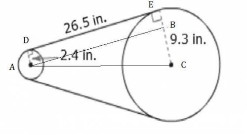 A dirt bike chain fits tightly around two circular gears. Find the distance between the centers of t