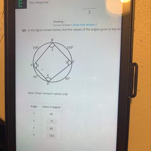 In the figure shown below, find the values of the angles given in the first column.